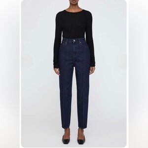 TOTEME Tapered Leg Denim in Color Dark Indigo